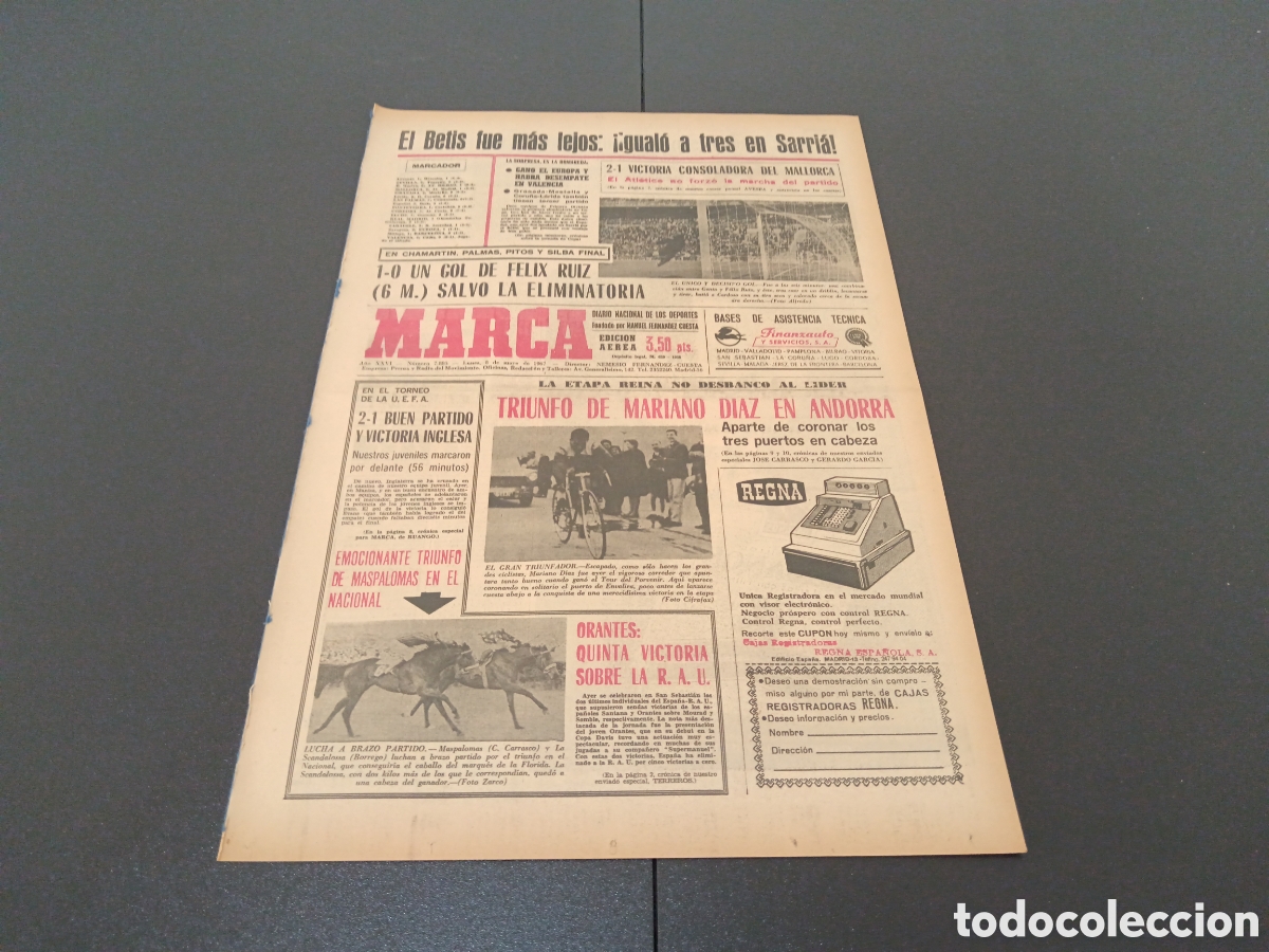 Coleccionismo deportivo: MARCA 08/05/1967 - Foto 1