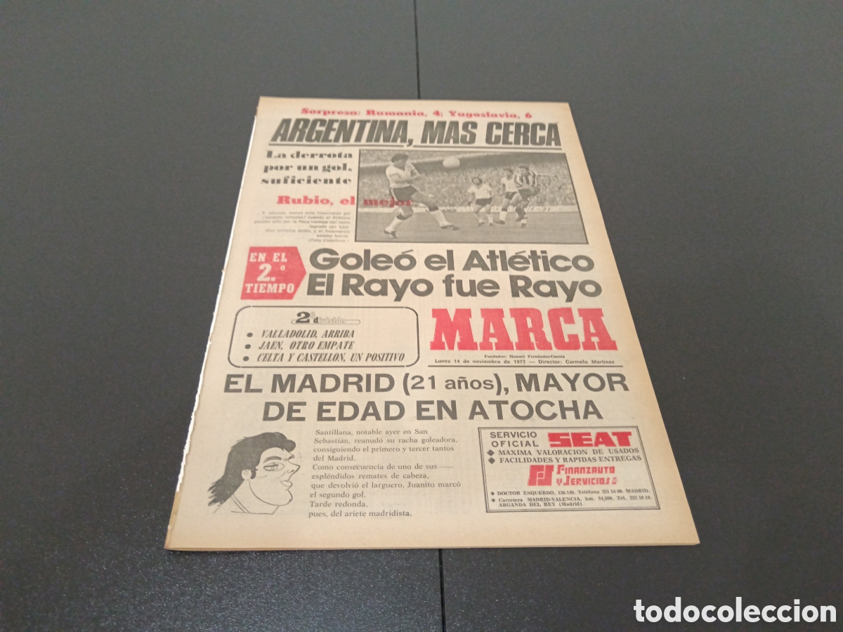 Coleccionismo deportivo: MARCA 14/11/1977 - Foto 1
