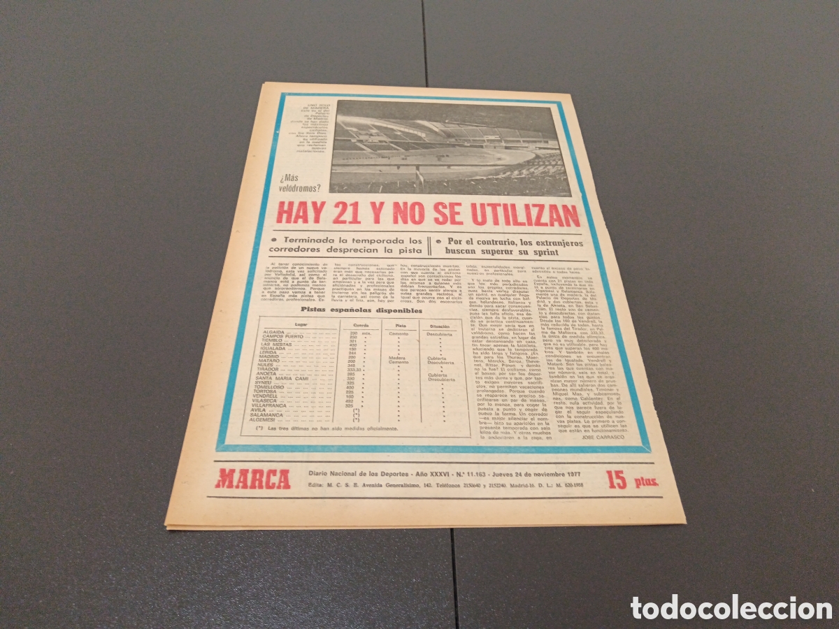 Coleccionismo deportivo: MARCA 24/11/1977 - Foto 6