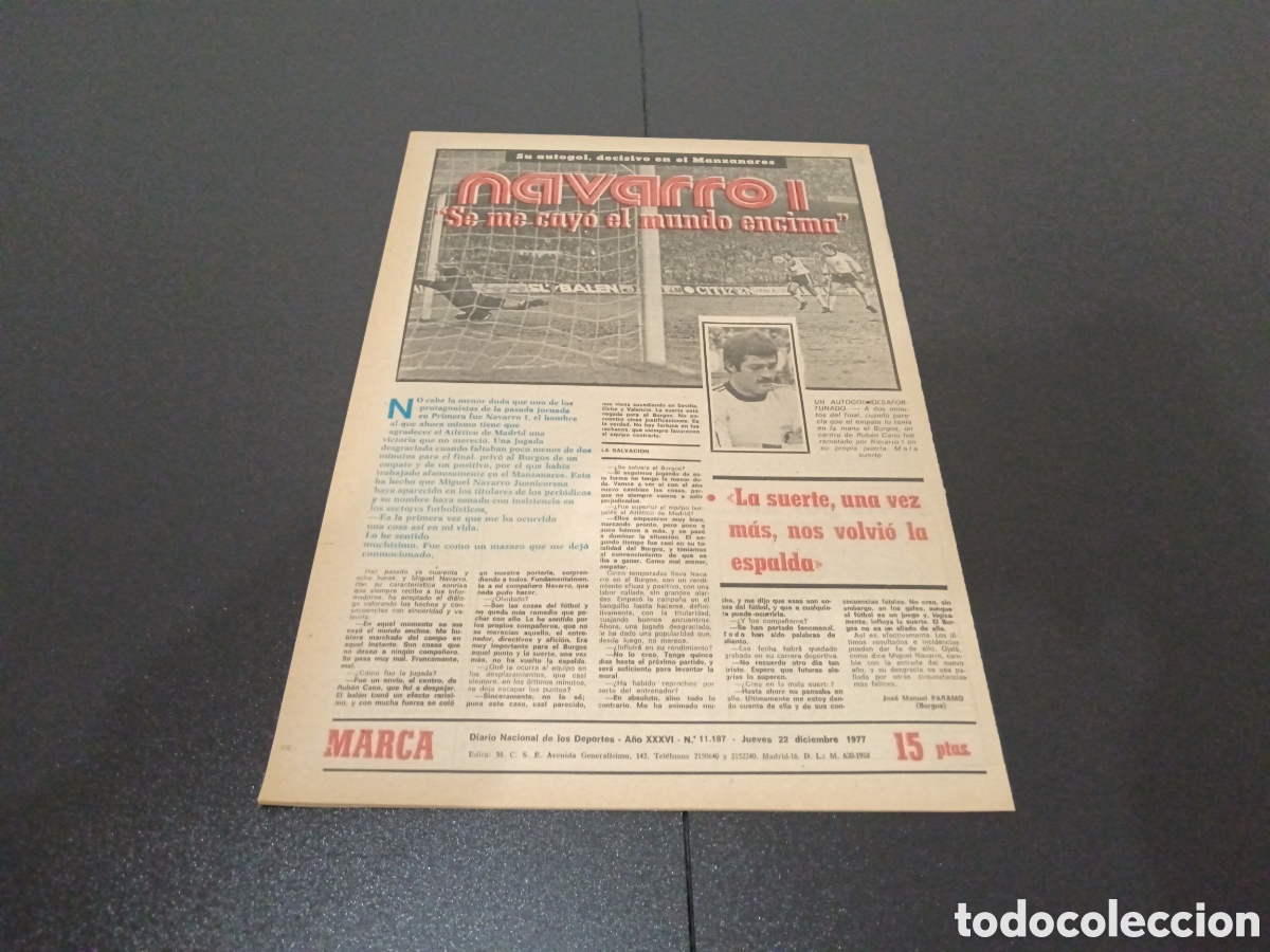 Coleccionismo deportivo: MARCA 22/12/1977 - Foto 6