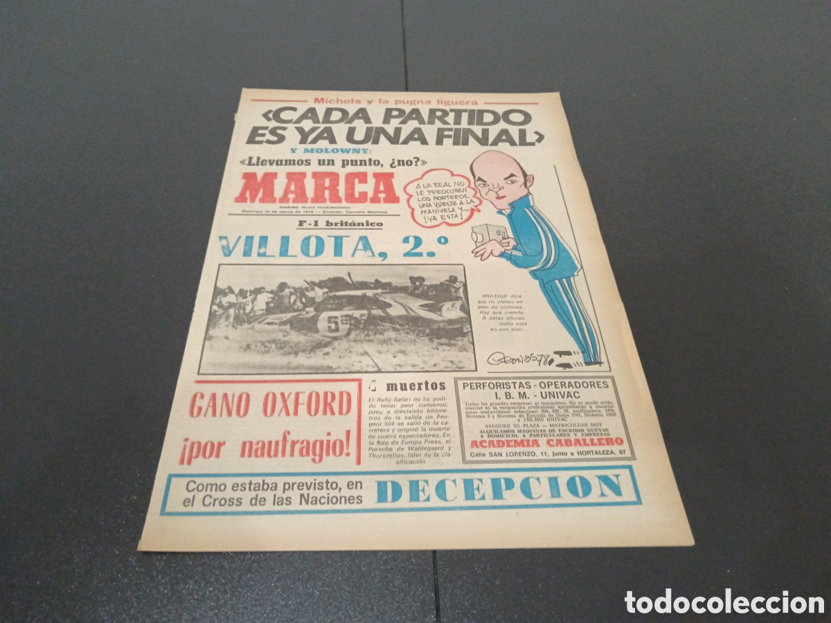 Coleccionismo deportivo: MARCA 26/03/1978 - Foto 1