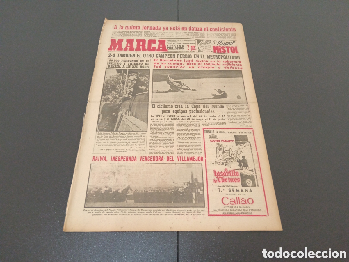 Coleccionismo deportivo: MARCA 10 DE OCTUBRE 1960 - Foto 1