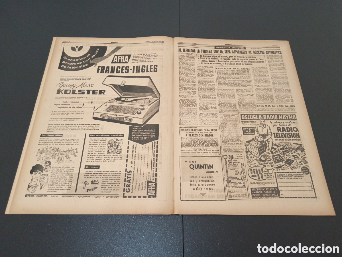 Coleccionismo deportivo: MARCA 02 DE ENERO 1961 - Foto 5