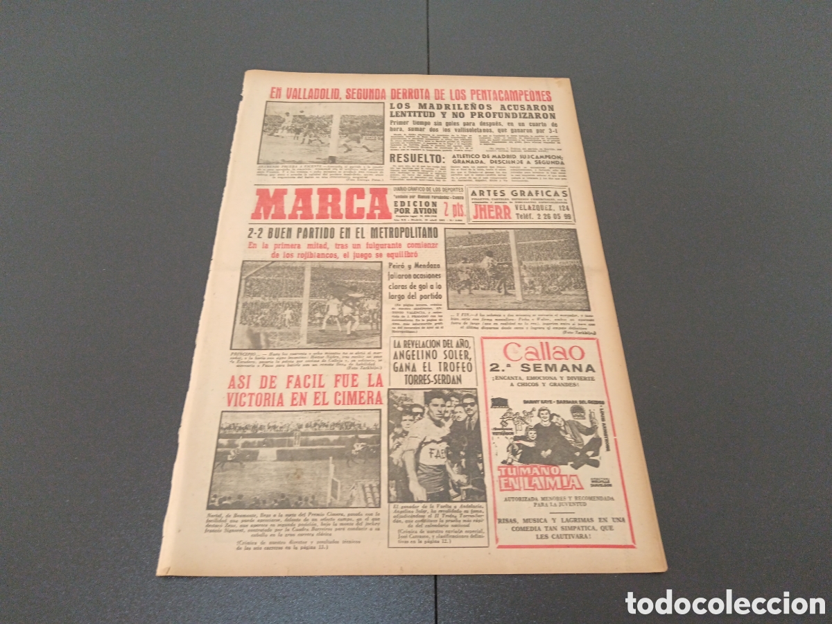 Coleccionismo deportivo: MARCA 10 DE ABRIL 1961 - Foto 1