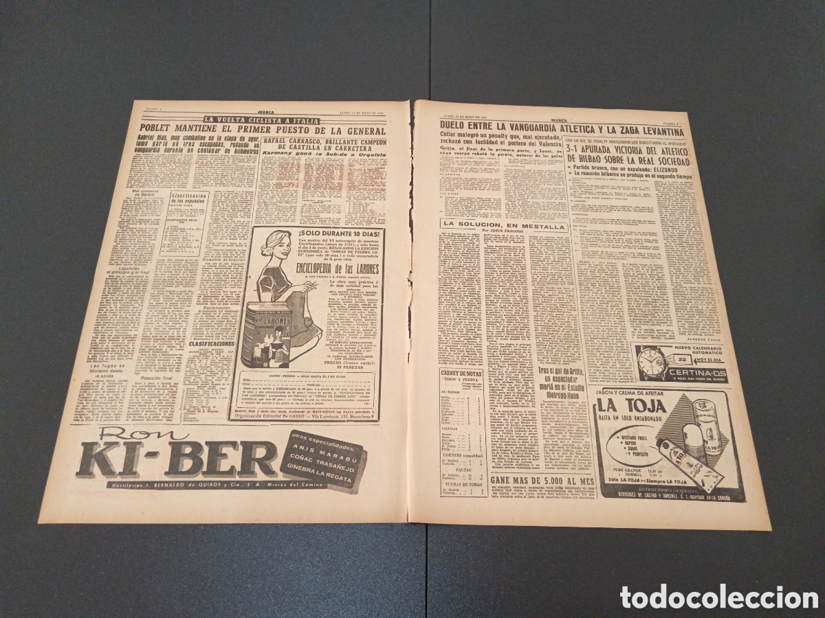Coleccionismo deportivo: MARCA 22 DE MAYO 1961 - Foto 2