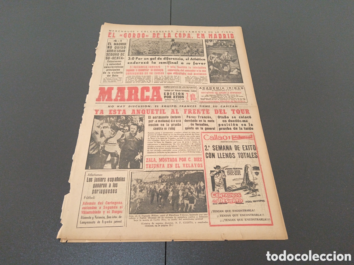 Coleccionismo deportivo: MARCA 26 DE JUNIO 1961 - Foto 1