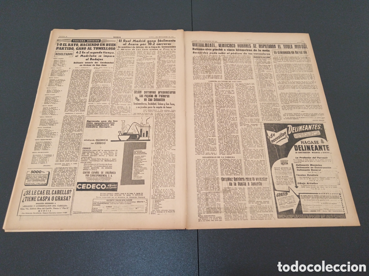Coleccionismo deportivo: MARCA 04 DE SEPTIEMBRE 1961 - Foto 6