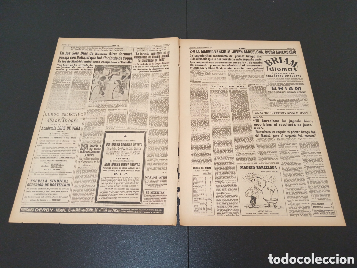 Coleccionismo deportivo: MARCA 01 DE OCTUBRE 1961 - Foto 2