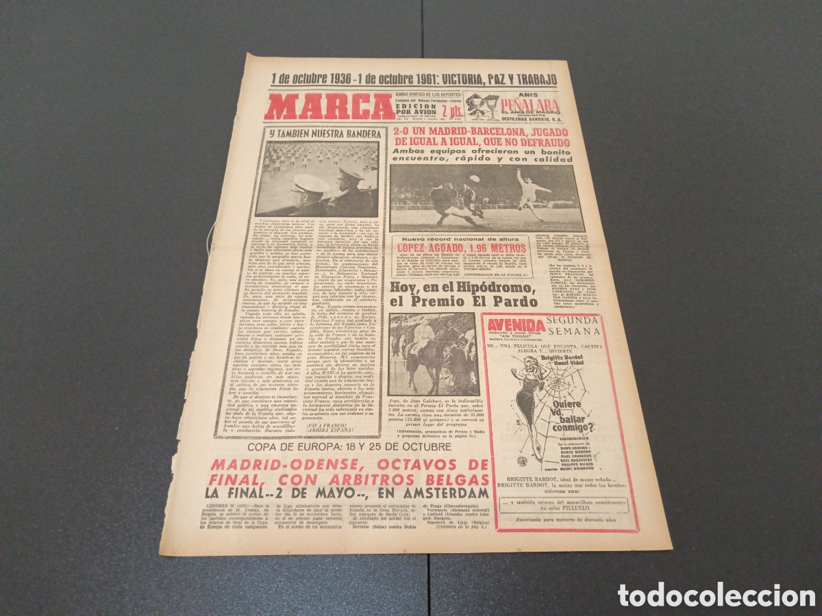 Coleccionismo deportivo: MARCA 01 DE OCTUBRE 1961 - Foto 1
