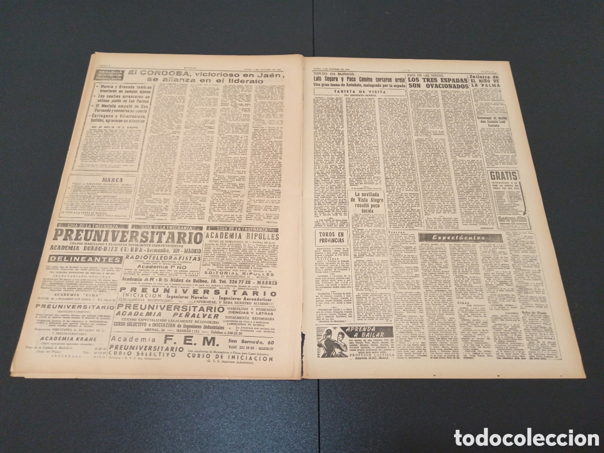Coleccionismo deportivo: MARCA 02 DE OCTUBRE 1961 - Foto 5
