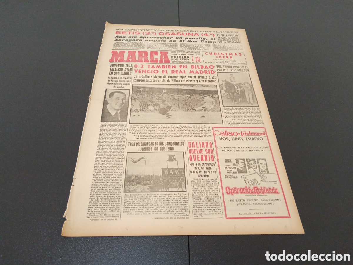 Coleccionismo deportivo: MARCA 09 DE OCTUBRE 1961 - Foto 1