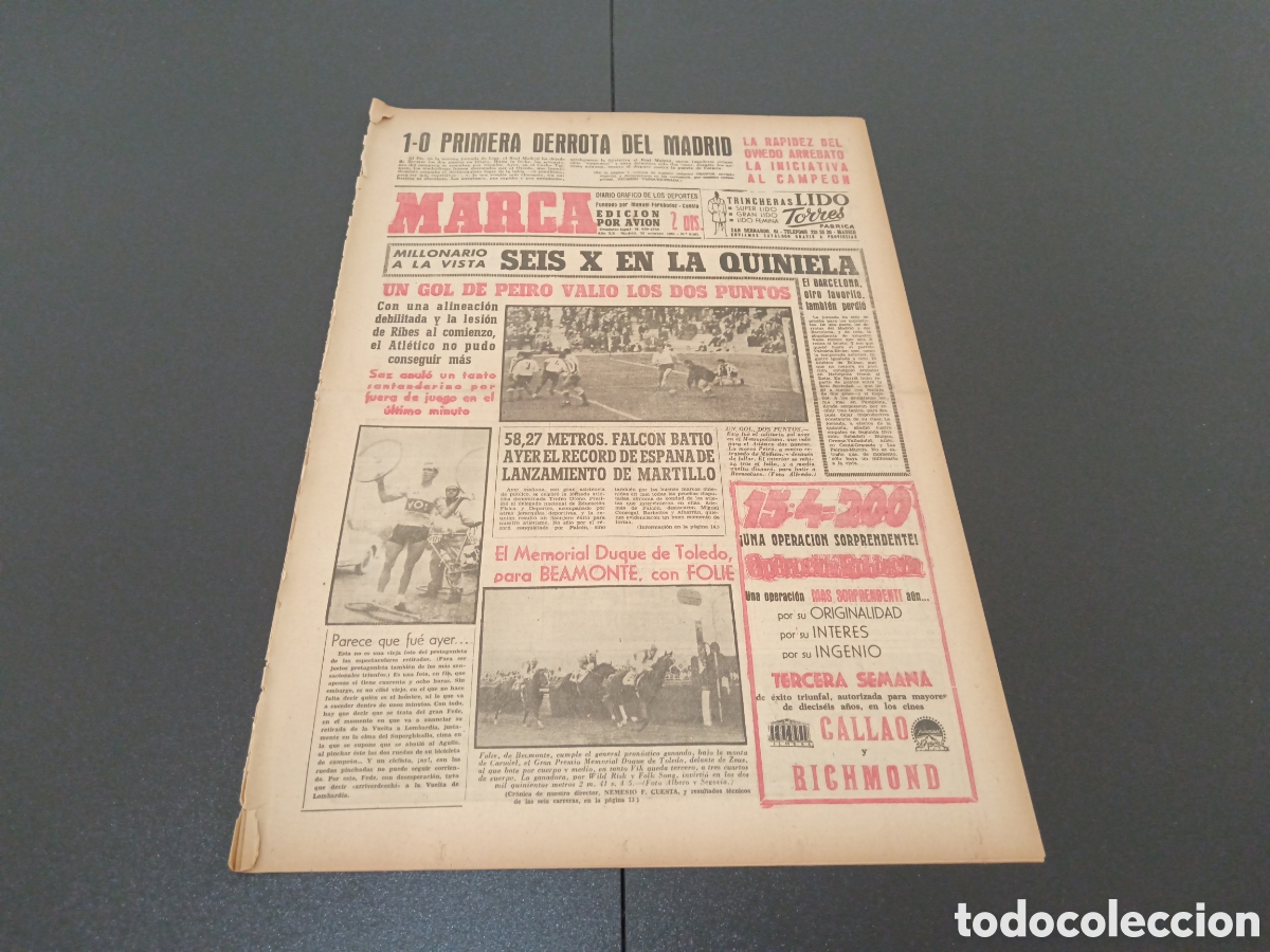 Coleccionismo deportivo: MARCA 23 DE OCTUBRE 1961 - Foto 1