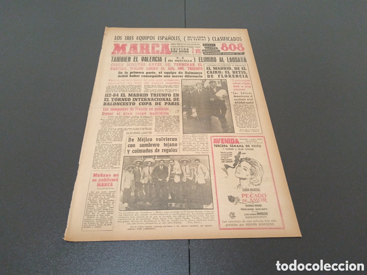 Coleccionismo deportivo: MARCA 24 DE DICIEMBRE 1961 - Foto 1