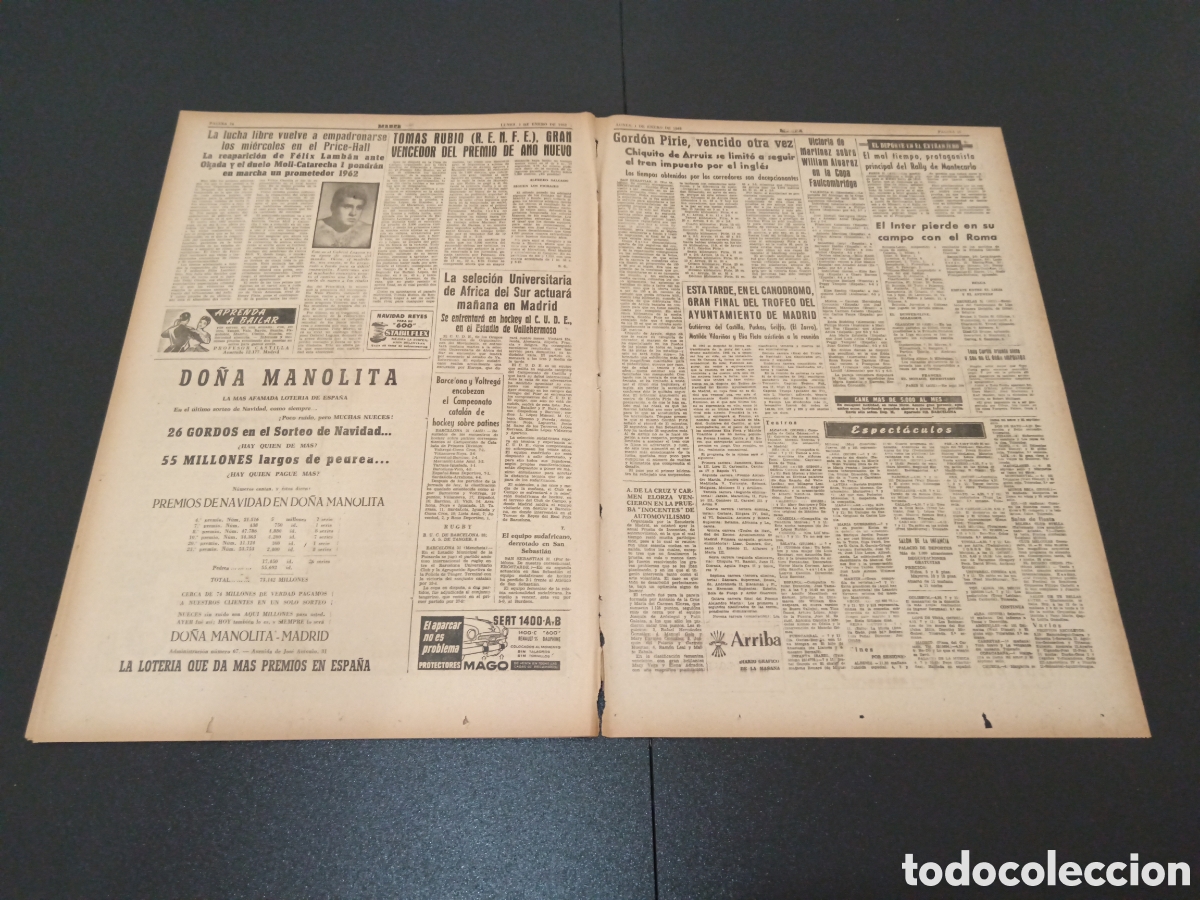 Coleccionismo deportivo: MARCA 01 DE ENERO 1962 - Foto 8