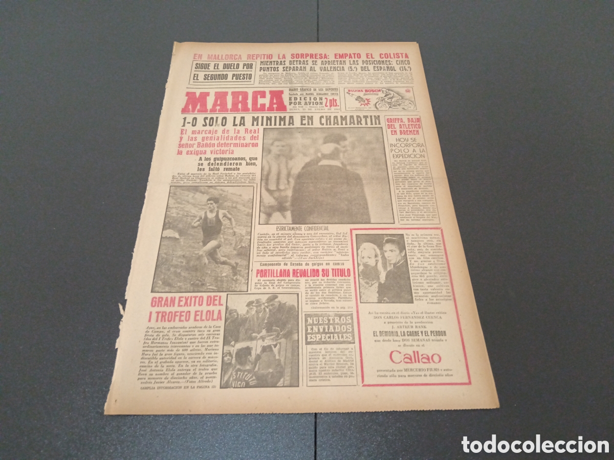 Coleccionismo deportivo: MARCA 15 DE ENERO 1962 - Foto 1