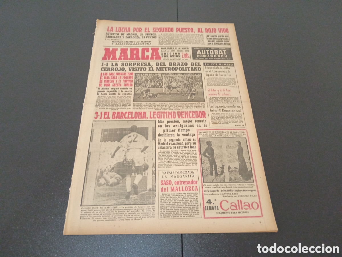 Coleccionismo deportivo: MARCA 22 DE ENERO 1962 - Foto 1