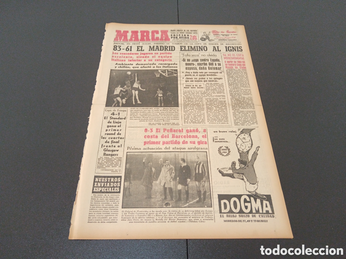 Coleccionismo deportivo: MARCA 08 DE FEBRERO 1962 - Foto 1