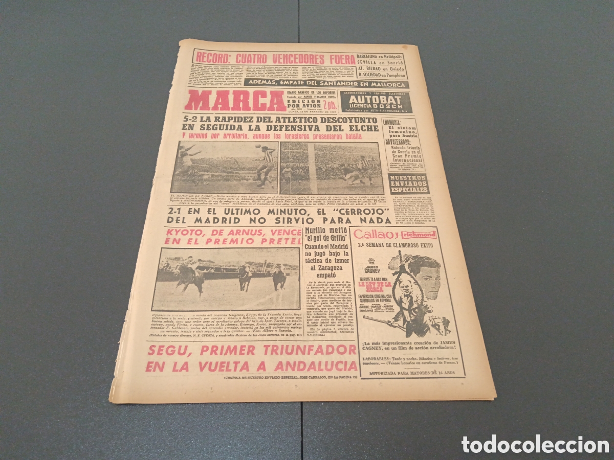 Coleccionismo deportivo: MARCA 12 DE FEBRERO 1962 - Foto 1