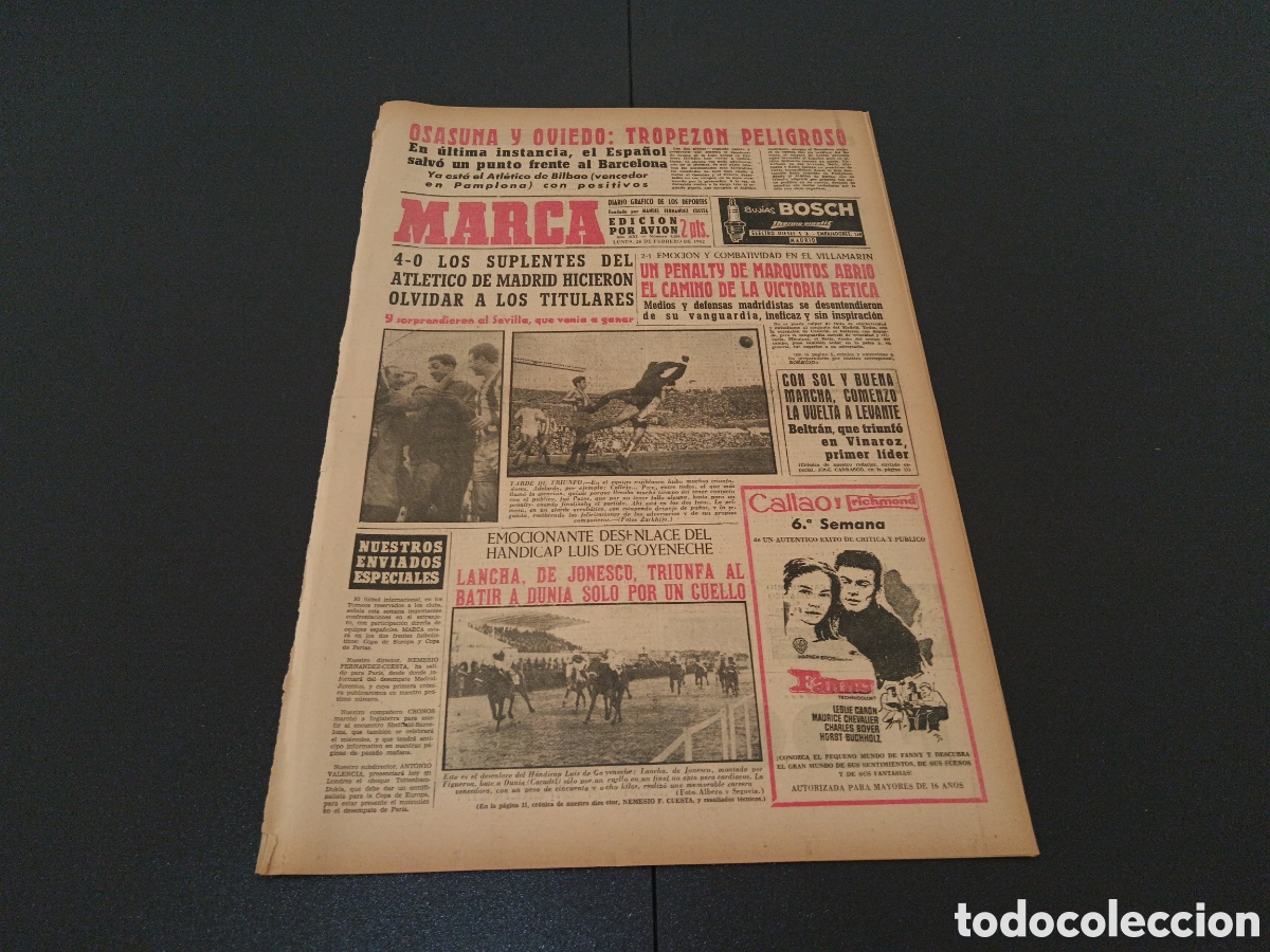 Coleccionismo deportivo: MARCA 26 DE FEBRERO 1962 - Foto 1