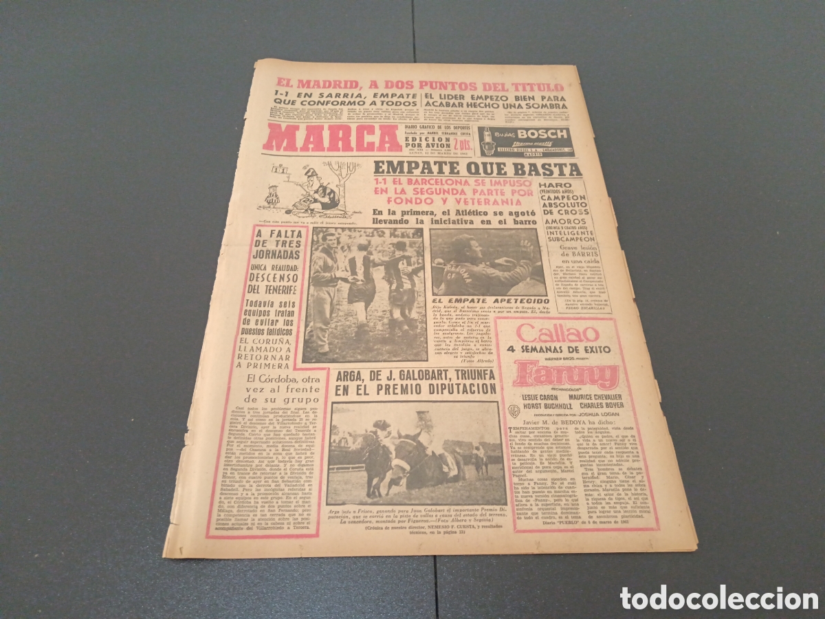 Coleccionismo deportivo: MARCA 12 DE MARZO 1962 - Foto 1