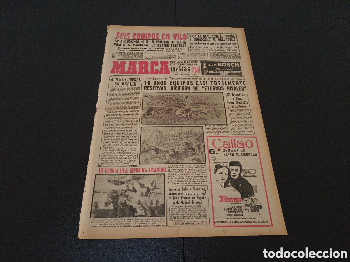 Coleccionismo deportivo: MARCA 26 DE MARZO 1962 - Foto 1