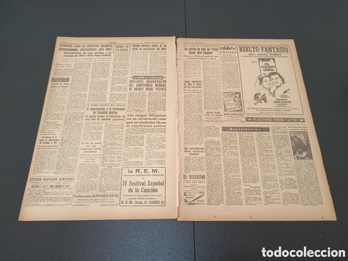 Coleccionismo deportivo: MARCA 29 DE MARZO 1962 - Foto 4