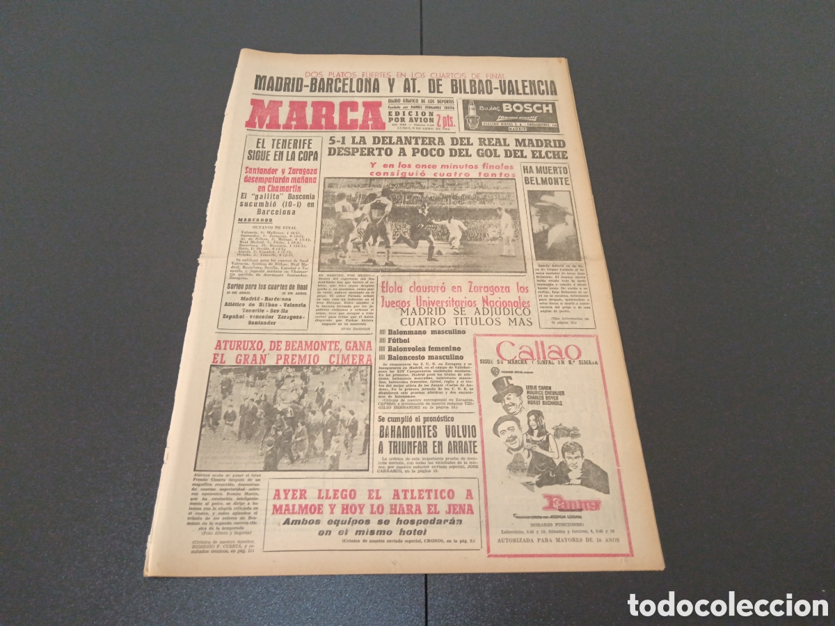 Coleccionismo deportivo: MARCA 09 DE ABRIL 1962 - Foto 1