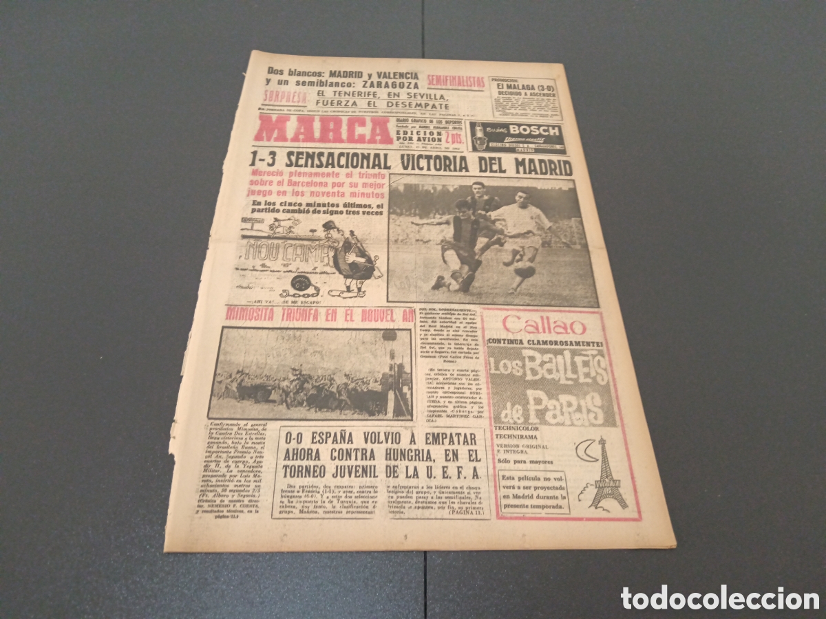 Coleccionismo deportivo: MARCA 23 DE ABRIL 1962 - Foto 1