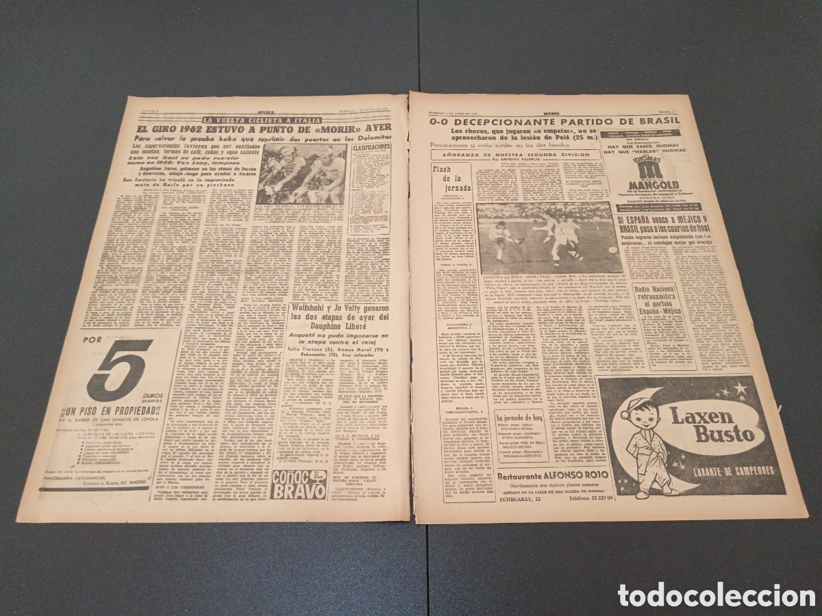 Coleccionismo deportivo: MARCA 03 DE JUNIO 1962 - Foto 2