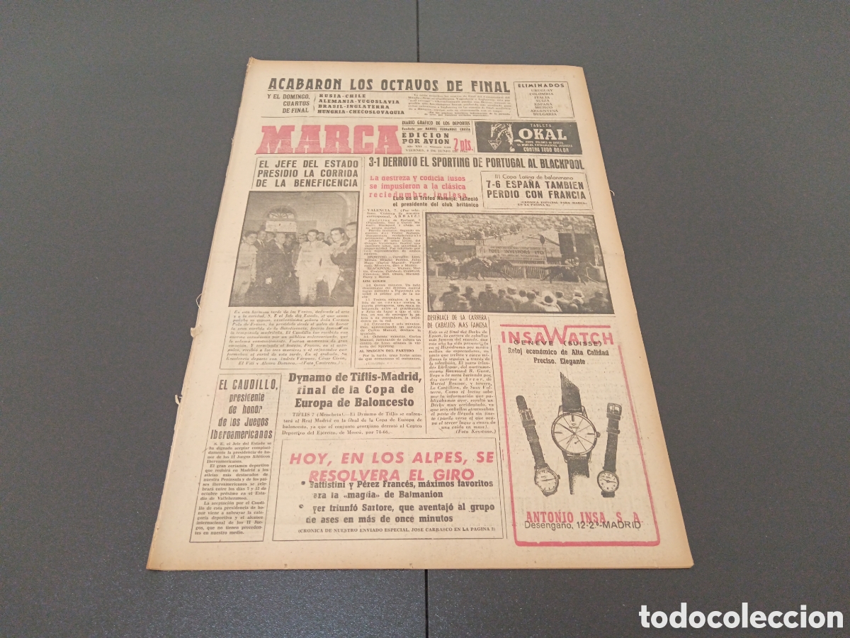 Coleccionismo deportivo: MARCA 08 DE JUNIO 1962 - Foto 1