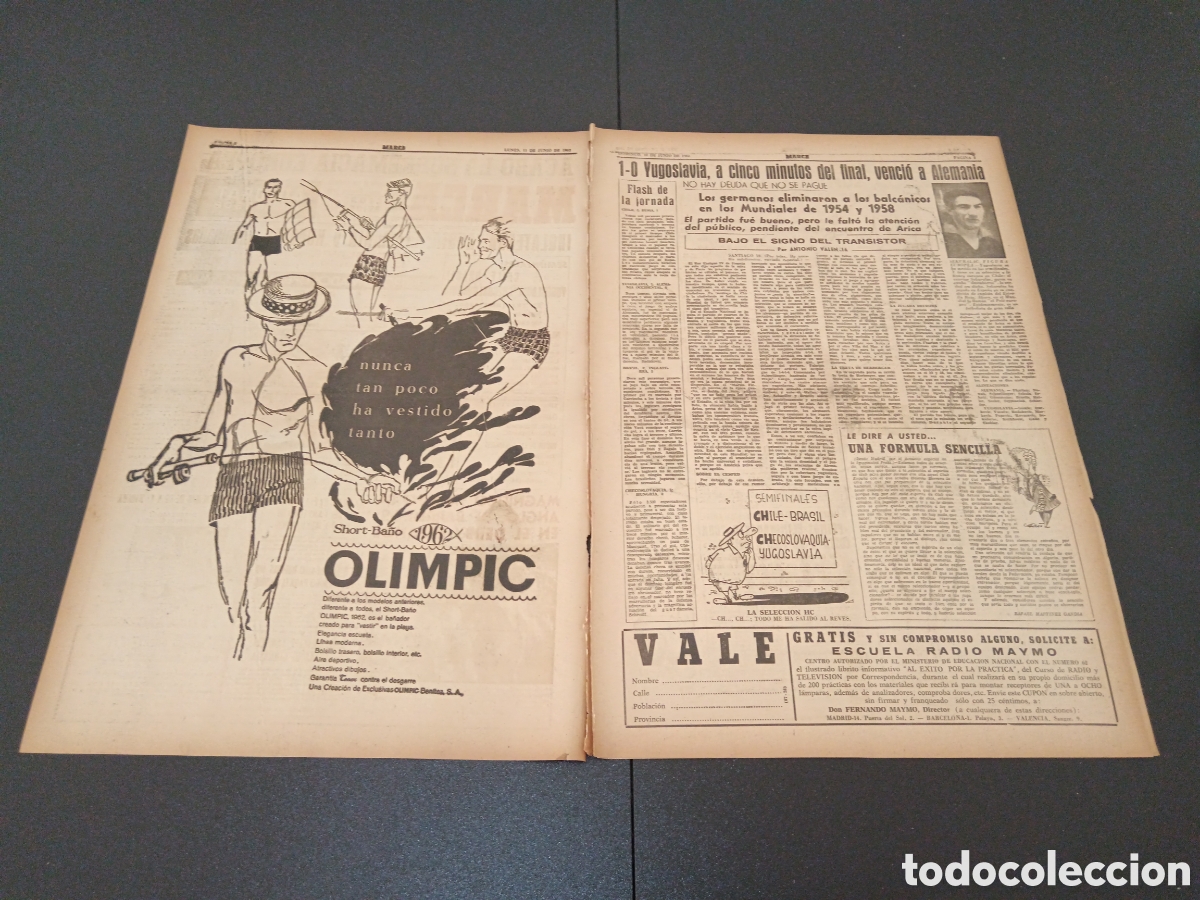 Coleccionismo deportivo: MARCA 11 DE JUNIO 1962 - Foto 2