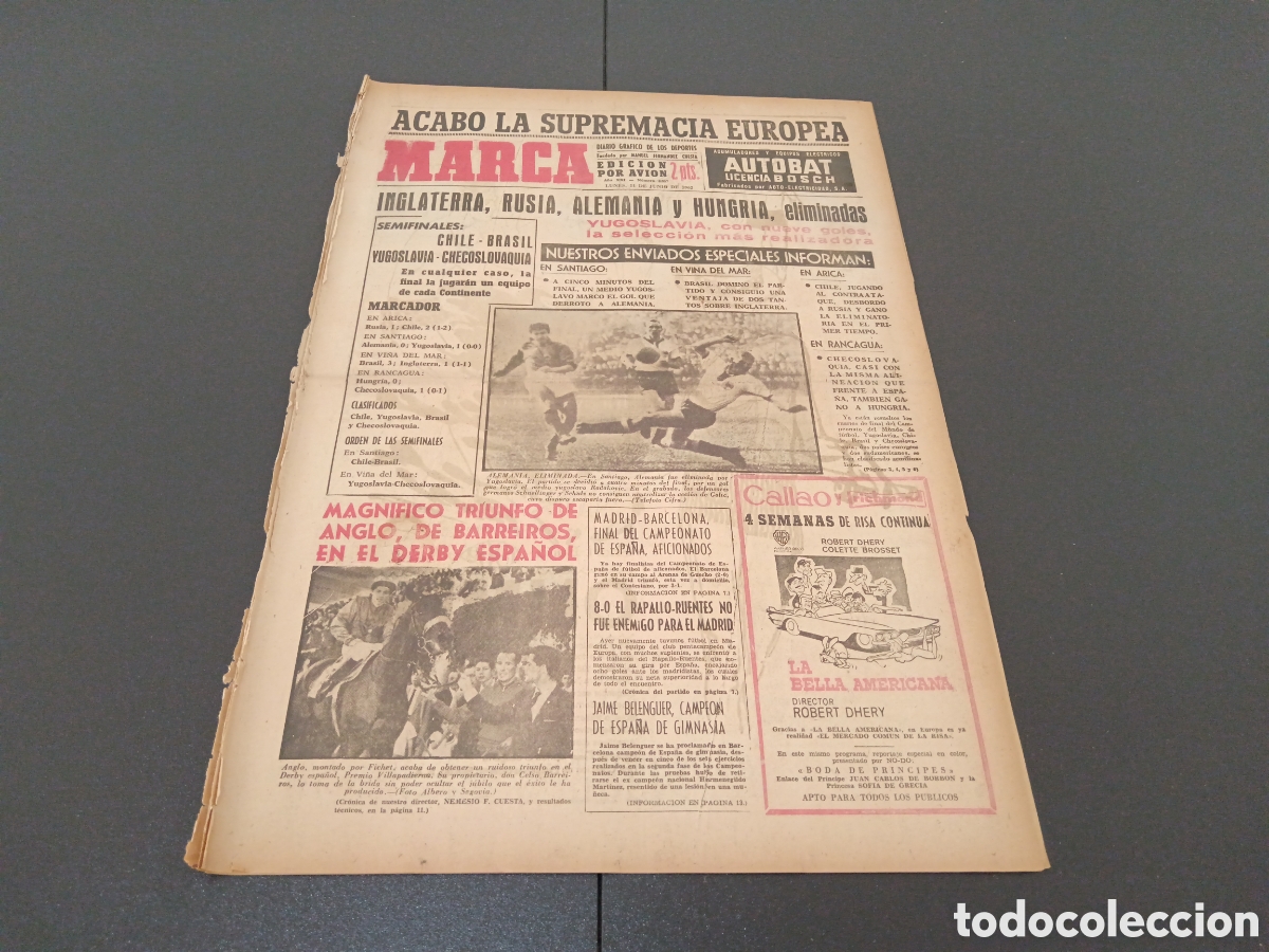 Coleccionismo deportivo: MARCA 11 DE JUNIO 1962 - Foto 1