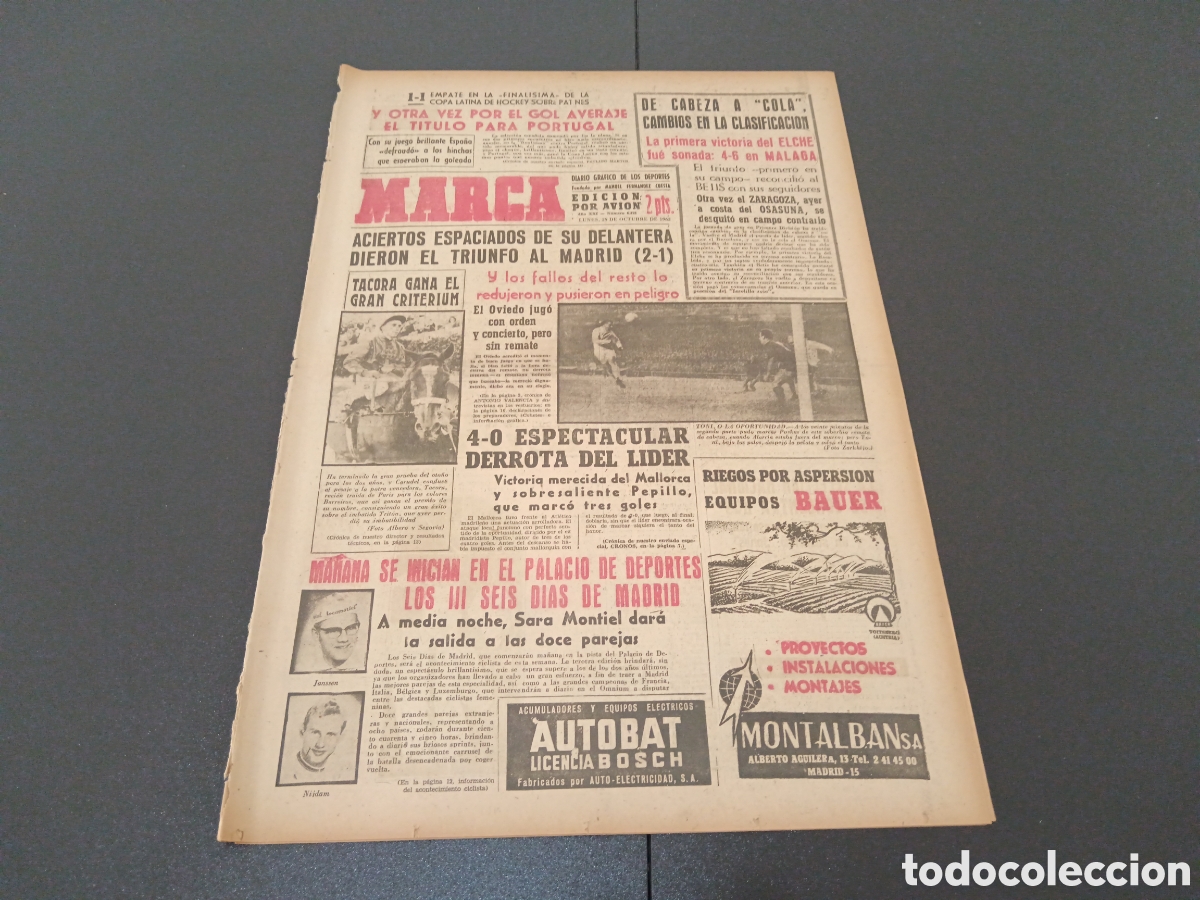 Coleccionismo deportivo: MARCA 29 DE OCTUBRE 1962 - Foto 1