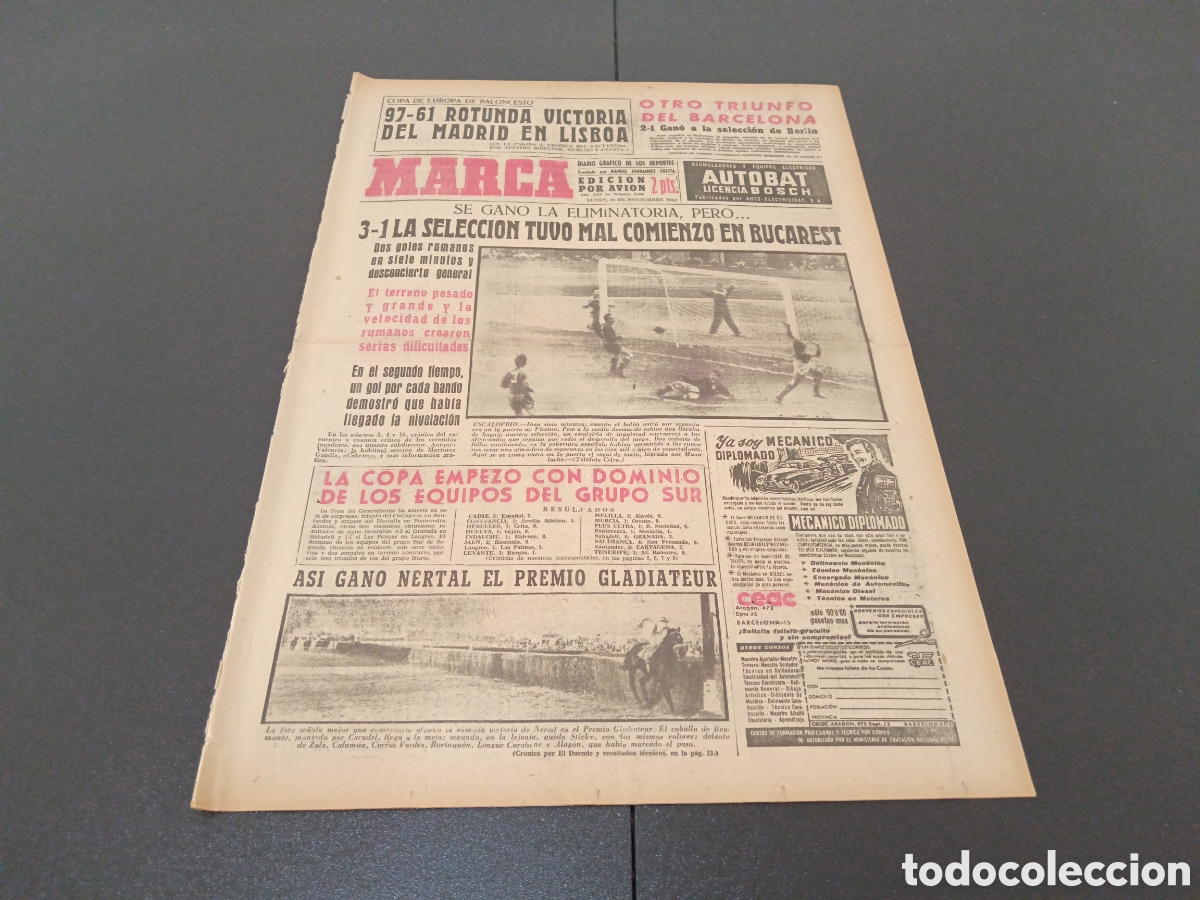 Coleccionismo deportivo: MARCA 26 DE NOVIEMBRE 1962 - Foto 1