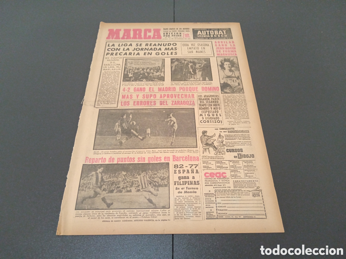 Coleccionismo deportivo: MARCA 10 DE DICIEMBRE 1962 - Foto 1