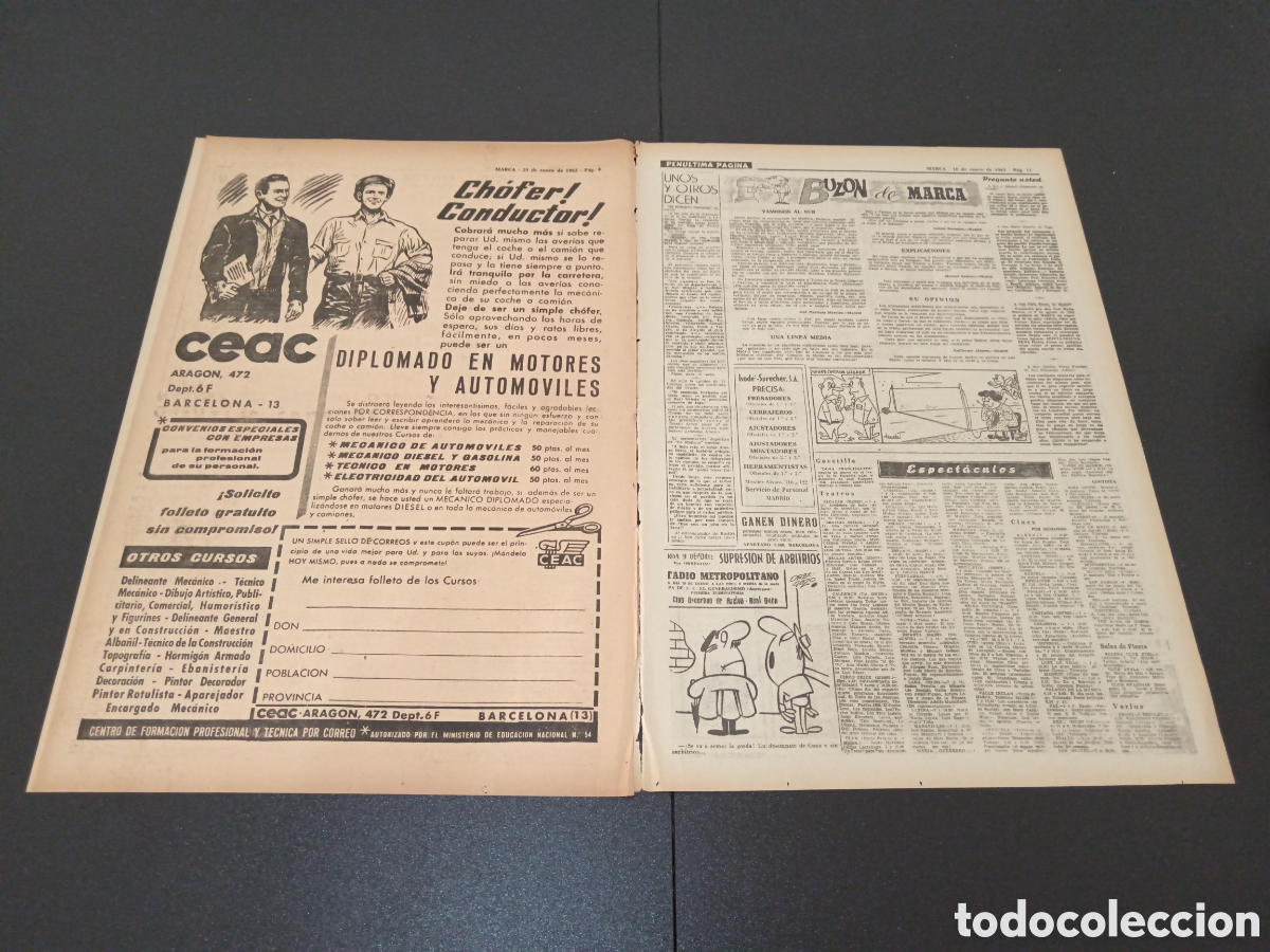 Coleccionismo deportivo: MARCA 10 DE ENERO 1963 - Foto 3