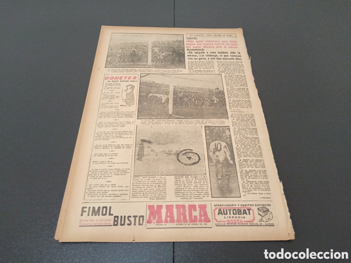 Coleccionismo deportivo: MARCA 21 DE ENERO 1963 - Foto 8
