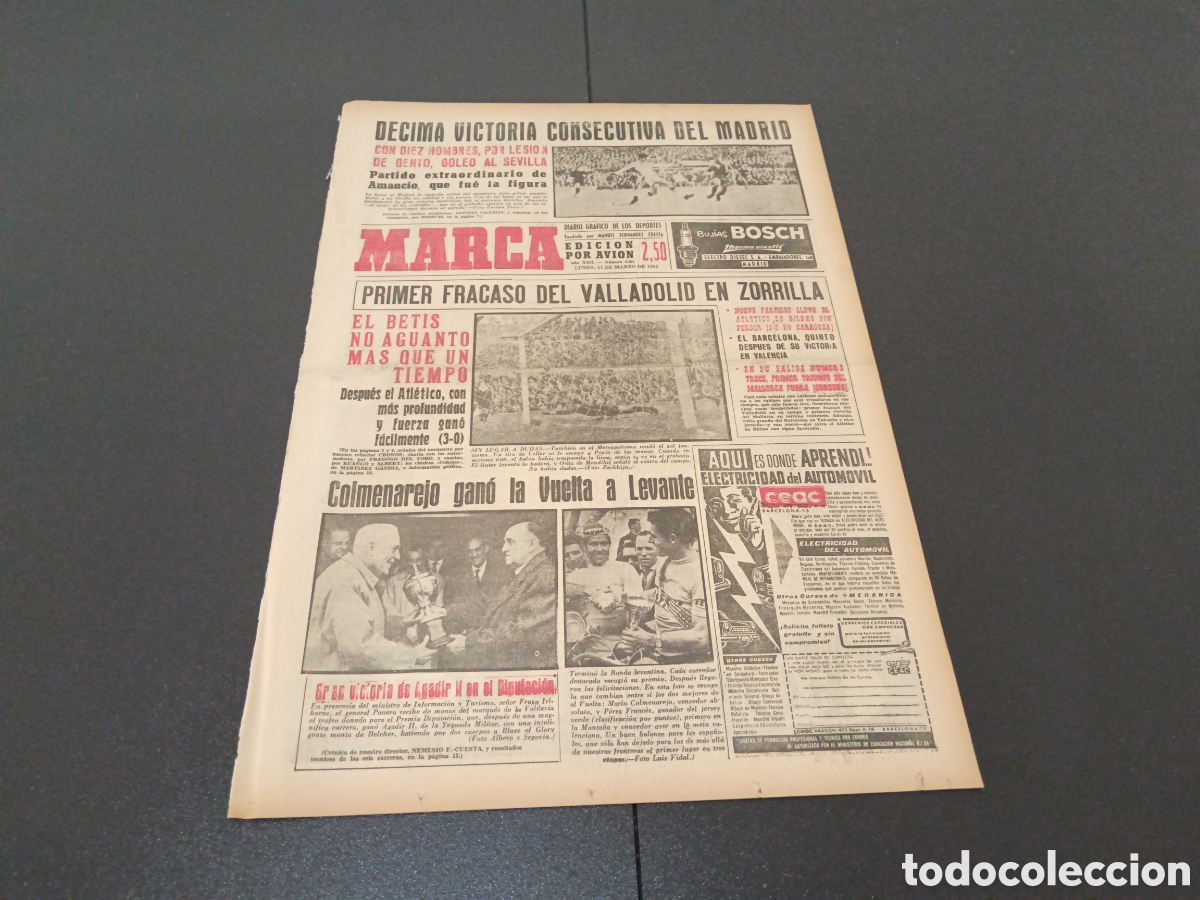 Coleccionismo deportivo: MARCA 11 DE MARZO 1963 - Foto 1