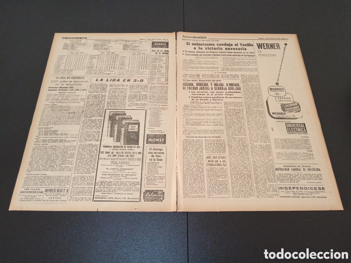 Coleccionismo deportivo: MARCA 22 DE ABRIL 1963 - Foto 2