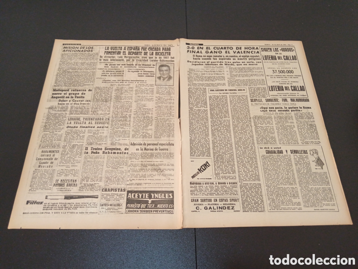 Coleccionismo deportivo: MARCA 26 DE ABRIL 1963 - Foto 2
