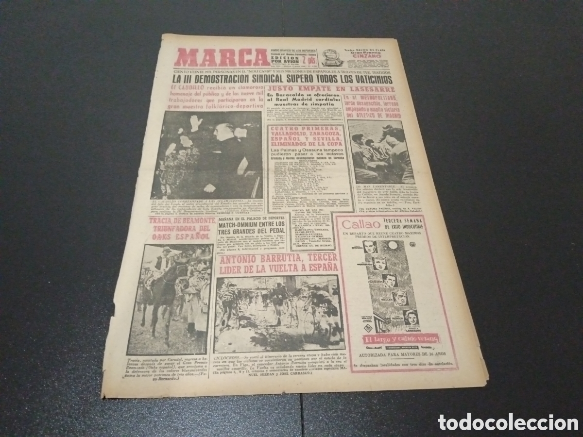 Coleccionismo deportivo: MARCA 02 DE MAYO 1960 JORNADA DE COPA - Foto 1