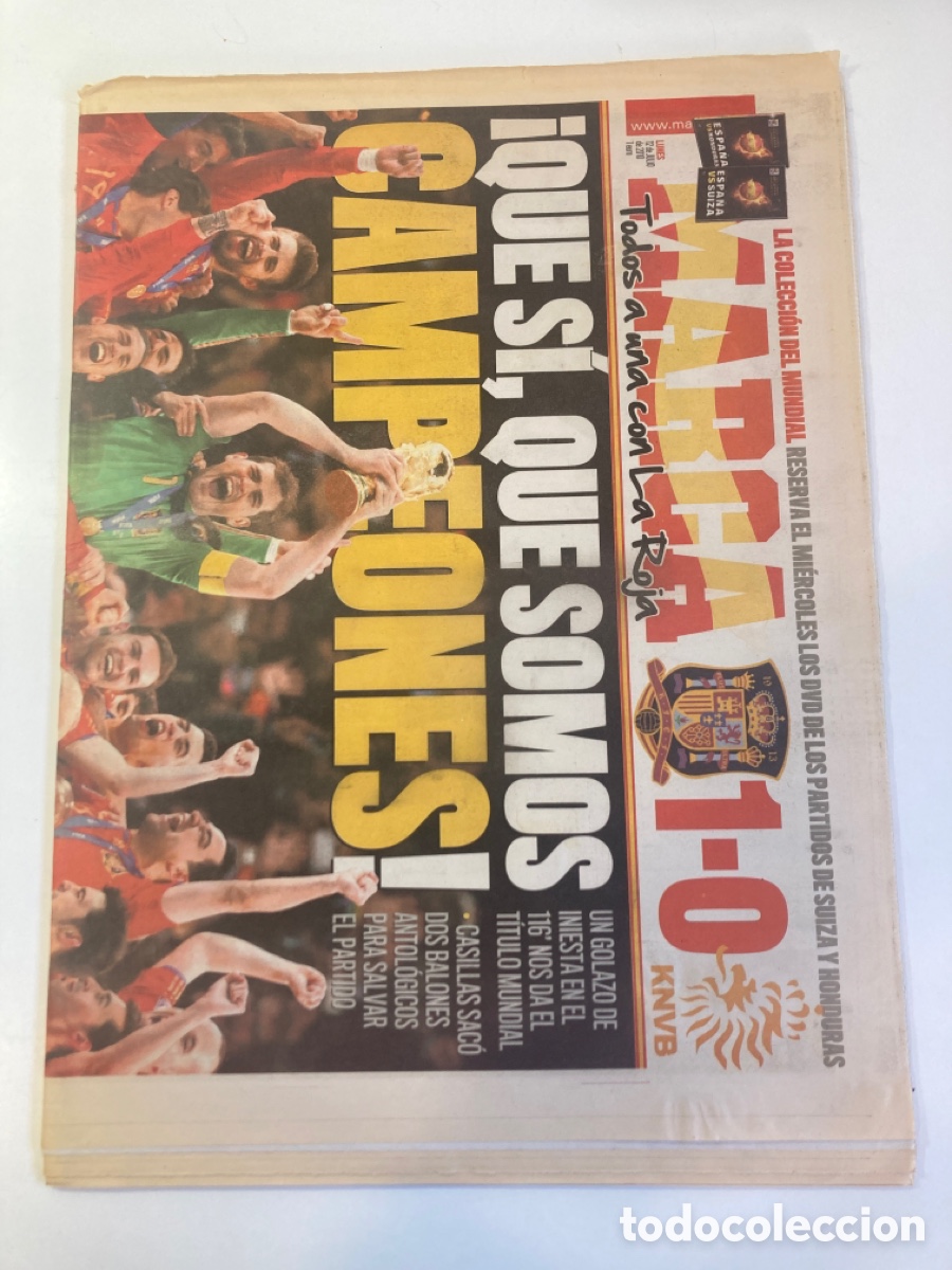 Coleccionismo deportivo: Peri&oacute;dico Marca. Espa&ntilde;a campeona del Mundo