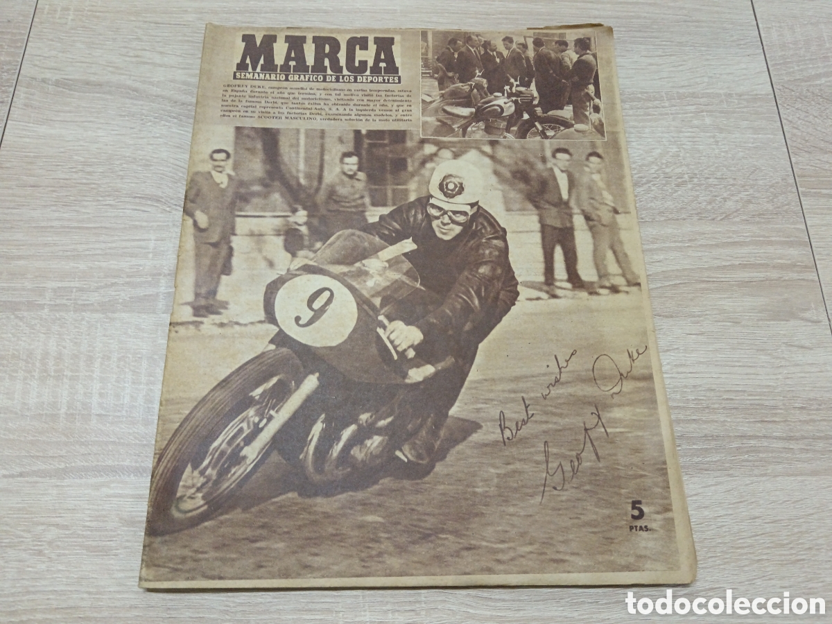 Sports collectibles: MARCA N&deg; 679 (06/12/1955) GEOFREY DUKE JORNADA LIGA WEMBLEY FORMULA 1