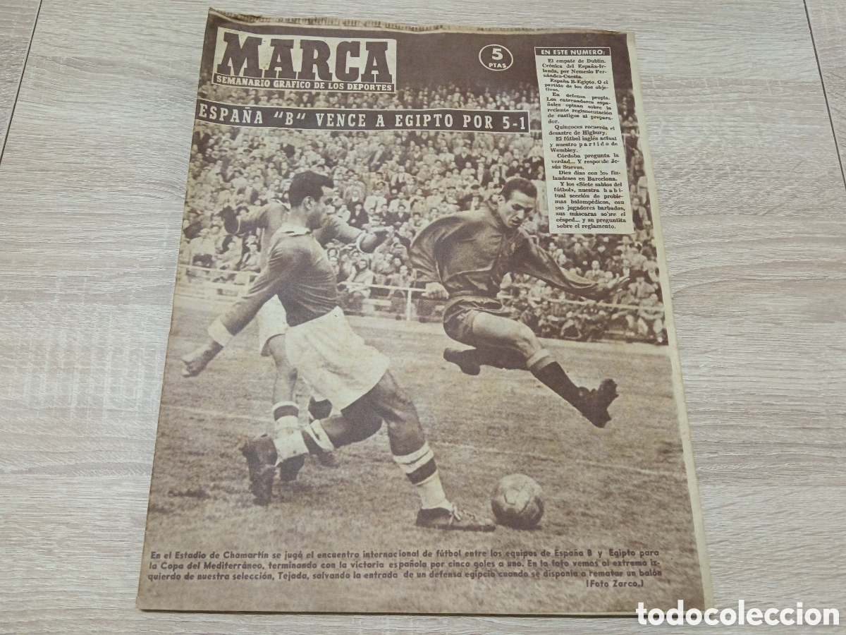 Collectionnisme sportif: MARCA N&deg; 678 (29/11/1955) ESPA&Ntilde;A IRLANDA INGLATERRA QUINCOCES