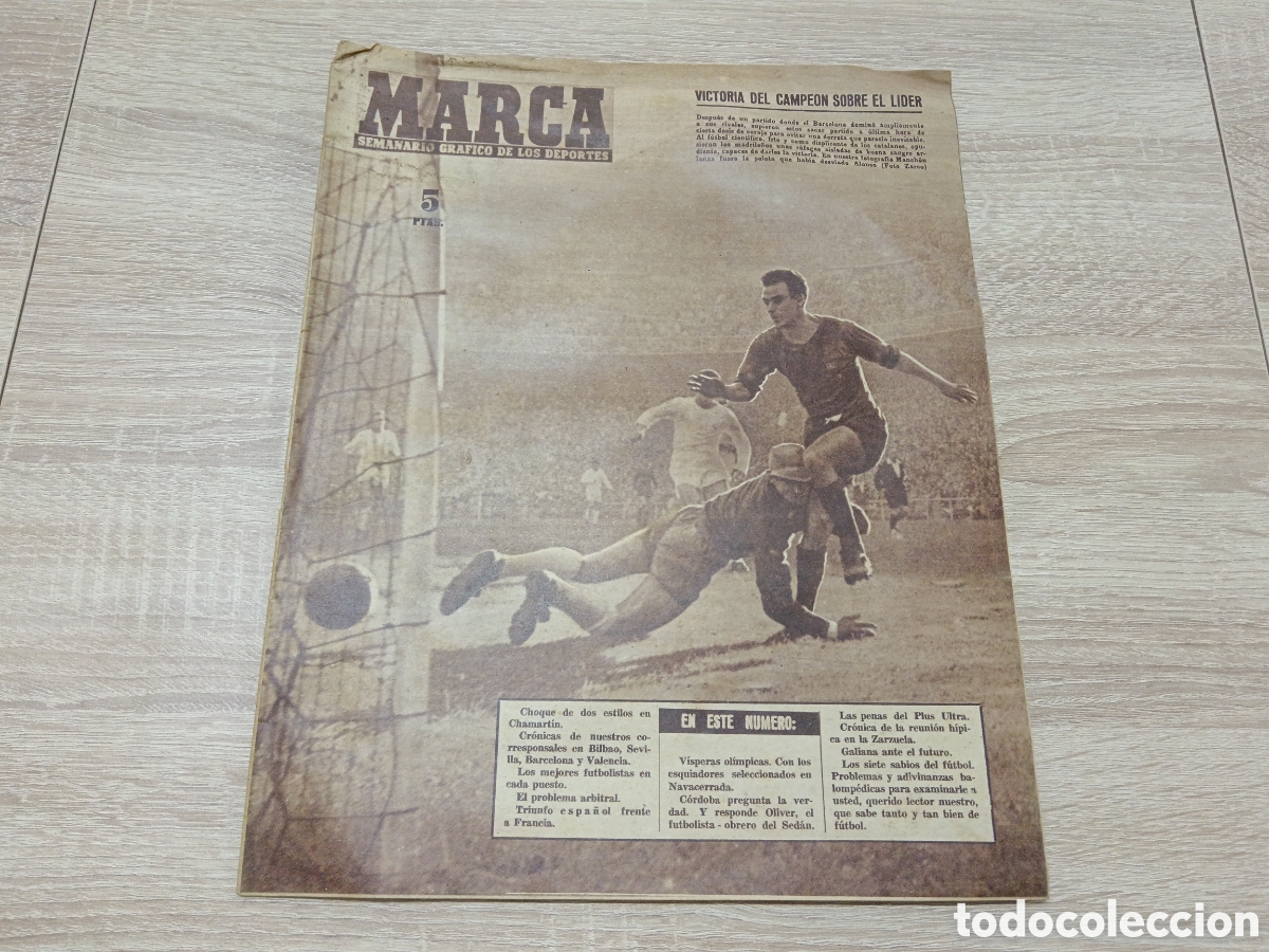 Colecionismo desportivo: MARCA N&deg; 676 (15/11/1955) REAL MADRID v FC BARCELONA JORNADA LIGA COPA DE EUROPA