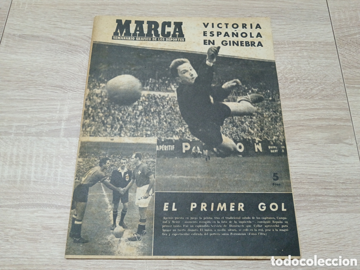 Collezionismo sportivo: MARCA N&ordm; 635 ( 21/06/1955 ) ESPA&Ntilde;A v SUIZA REAL MADRID COPA LATINA BODAS ORO SEVILLA CF