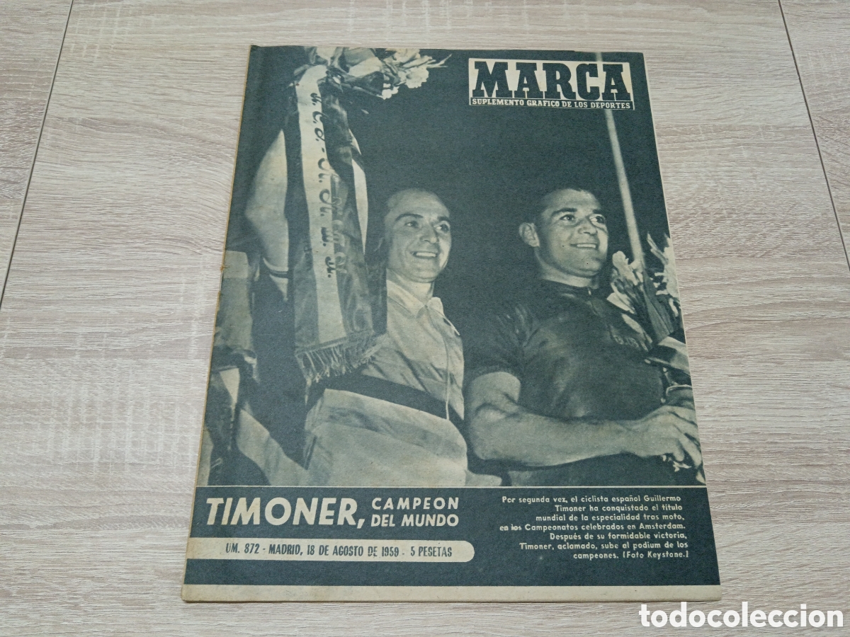 Collezionismo sportivo: MARCA N&ordm; 872 (18/8/1959 ) TIMONER CAMPEON FUTBOL NATACIOIN OLIMPIADA ROMA BOXEO