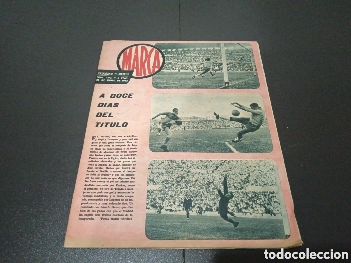 Collectionnisme sportif: MARCA N&ordm; 1021 (26/6/1962 ) COPA SEMIFINALES REAL MADRID CAMPEON JUVENIL CHILE 62