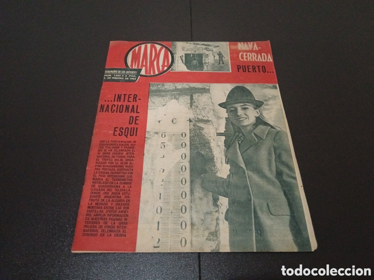 Sammelleidenschaft Sport: MARCA N&ordm; 1053 (5/2/1963 ) CIMA LAVAREDO FUTBOL COPA EUROPA PUERTO NAVACERRADA JORNADA LIGA LELE