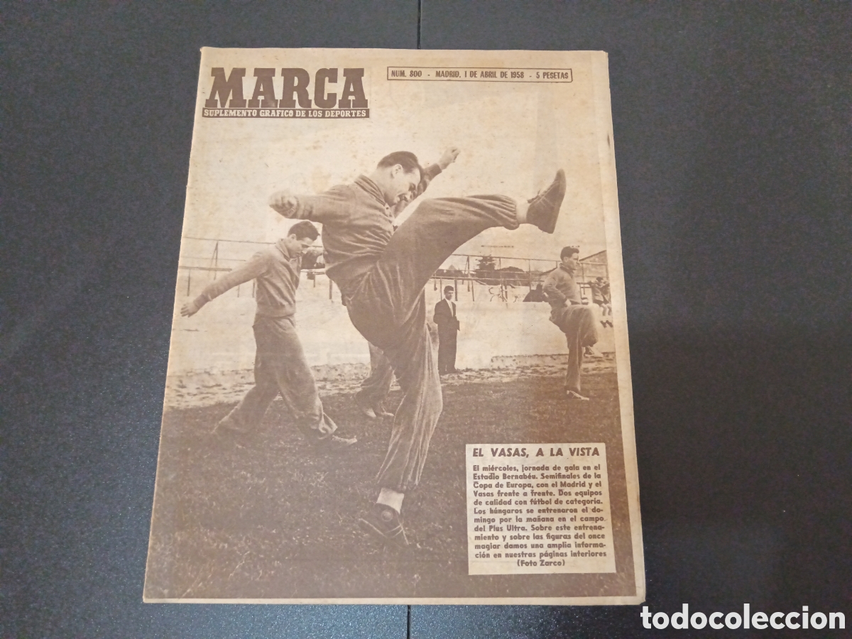 Collezionismo sportivo: MARCA N&deg; 800 (01/04/1958) ESPECIAL VASAS REAL MADRID COPA EUROPA JORNADA LIGA